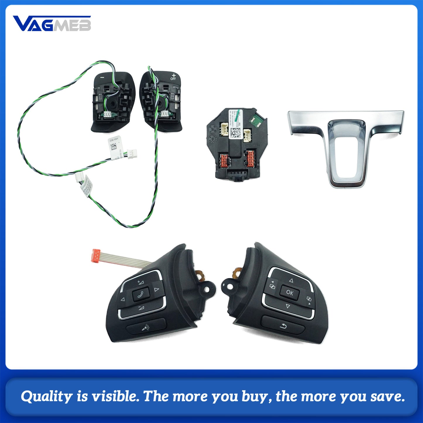 Auto Multifunction Steering Wheel Audio Control Combination Control Switch chrome silver steering wheel decorative frame steering wheel paddle shifter For VW  Golf 6 MK6 Car Accessories