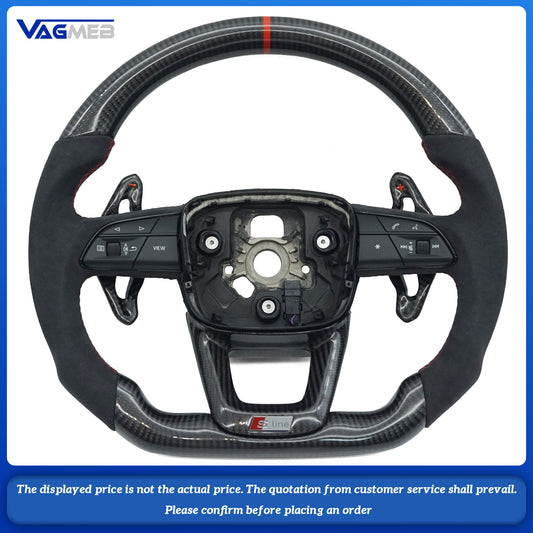 Carbon fiber Alcantara multifunctional flat bottomed steering wheel with paddle shifters for Audi Q5 FY, Car Accessories