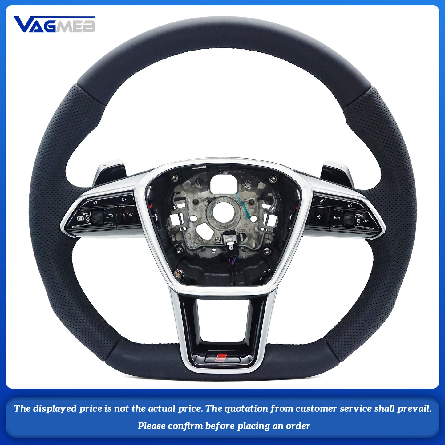 For Audi A6 C8 Full Alcantara Leather Multifunction Steering Wheel With Key Button Assembly