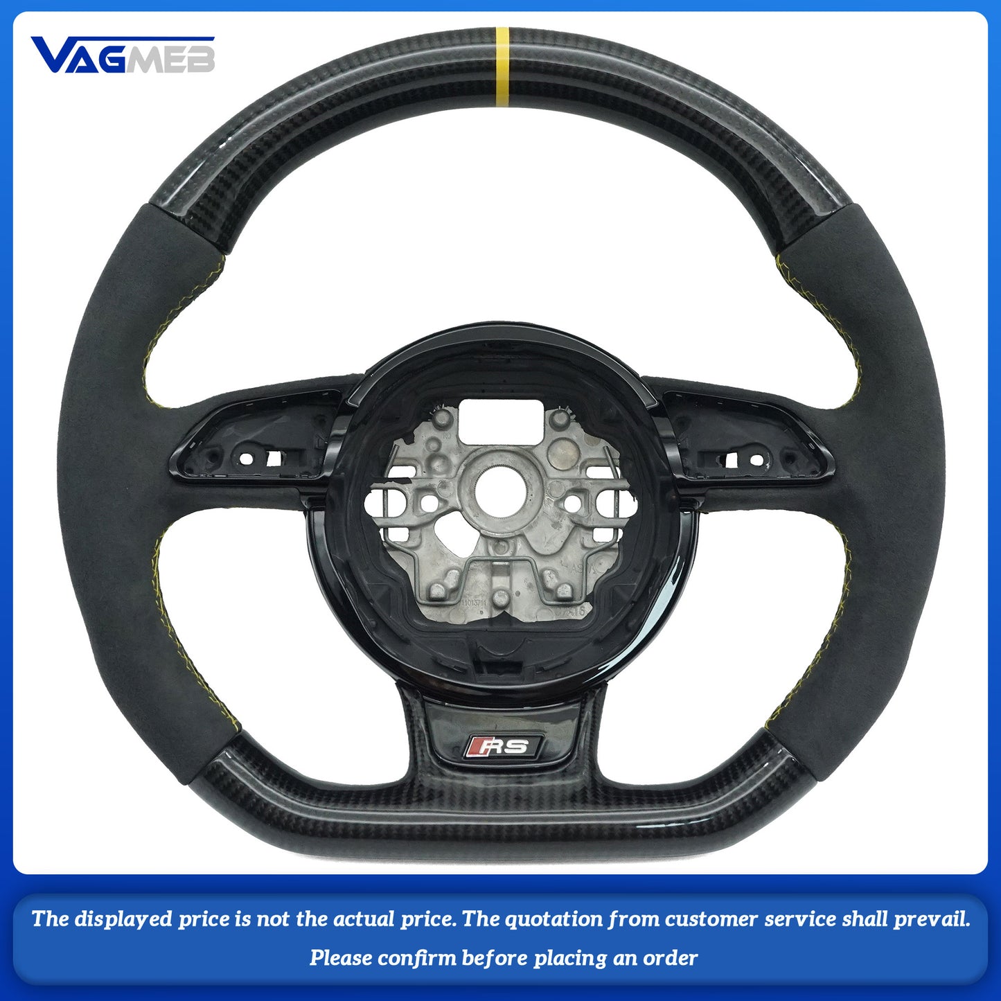 For Audi S logo A6 C7 yellow line steering wheel