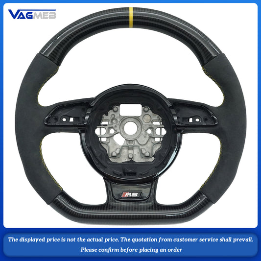 For Audi S logo A6 C7 yellow line steering wheel
