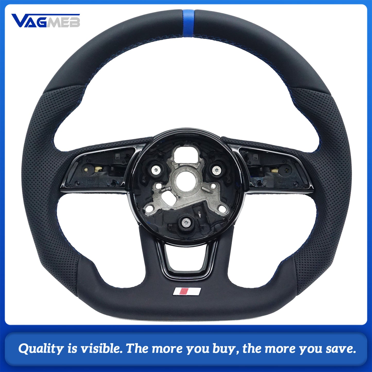 Sports style car steering wheel suitable for A4 S4 B9 A3 S3 8V RS4 RS5 A5 S5 2017-2024 leather steering wheel car accessories