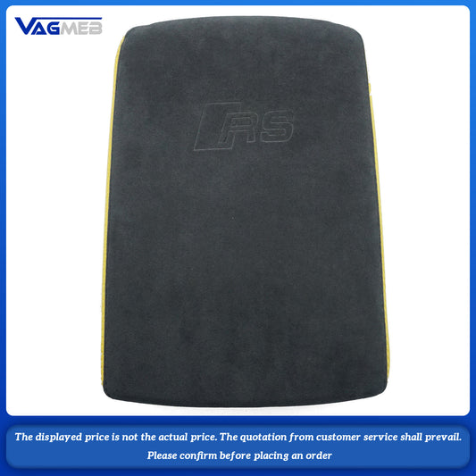 Car Armrest Box Leather Protective Cover For Audi A4 B9 Central Control Armrest Decoration Auto Accessories RS LOGO