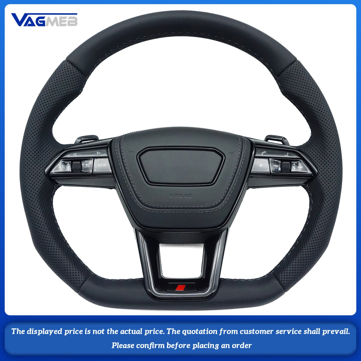 With Heating For Audi A6 A7 A8L Modified C8 Leather Perforated Steering Wheel Sports Steering Wheel Campaign Accessories