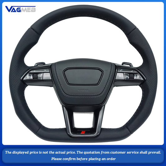 With Heating For Audi A6 A7 A8L Modified C8 Leather Perforated Steering Wheel Sports Steering Wheel Campaign Accessories