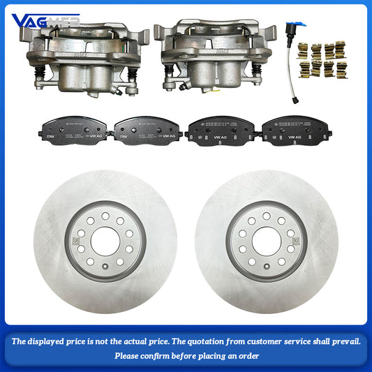 Front Brake Disc Rotors and Ceramic Brake Pads + Hardware Brake Kit For VW Talagon