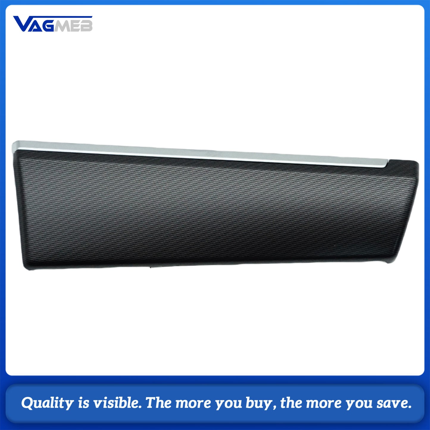 Carbon Black Dashboard Trim Short Version for 2020 VW Passat B8 - Carbon Fiber Texture with Chrome Strip