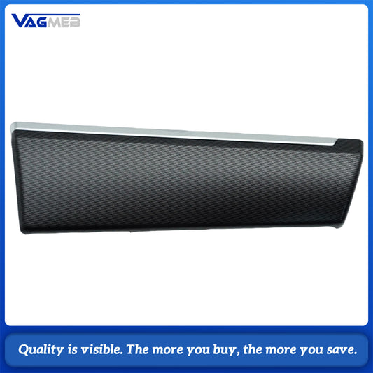 Carbon Black Dashboard Trim Short Version for 2020 VW Passat B8 - Carbon Fiber Texture with Chrome Strip