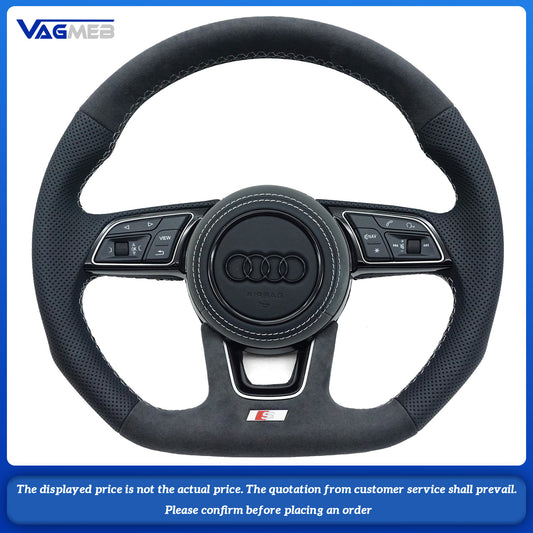 Fully steering wheel For Audi A4 B9 Refit Upgraded Multi-Function Leather Suede Flat Bottom Steering Wheel Sport