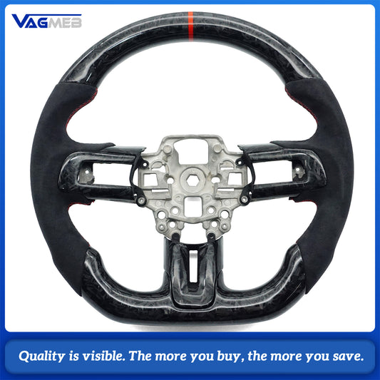 Customized Carbon Fiber Alcantara Leather Steering Wheel Fit for Ford Mustang 2015 -2022 GT Shelby
