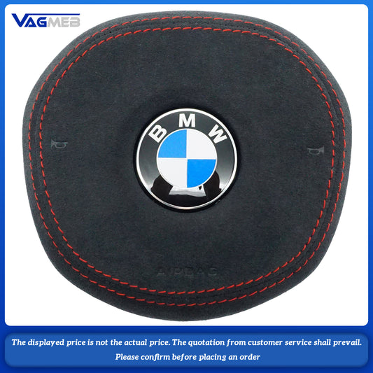Dyed red thread Steering wheel airbag cover multifunction steering wheel For BMW M5  Woolen striped fabric