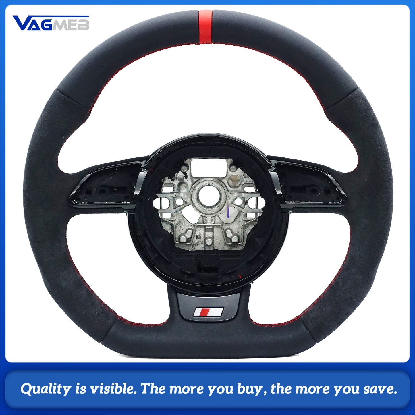 For Audi A6 C7 red striped steering wheel upgrade flat bottomed