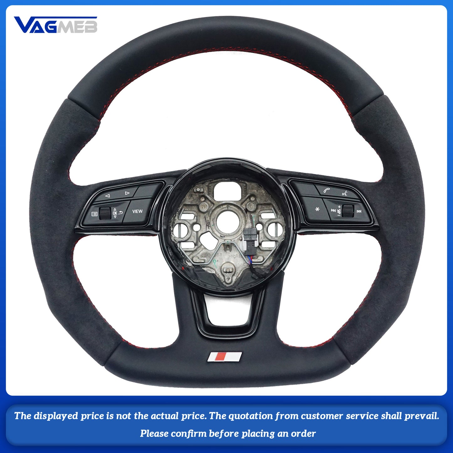 For Audi S RS Sline logo A3 8V A3 8Y custom all alcantara Steering wheel bare plate color can be customized