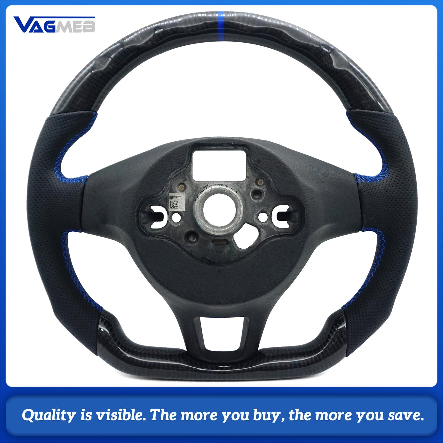 For VW Golf MK7 MK7.5 carbon fiber perforated steering wheel with blue return and blue stitching
