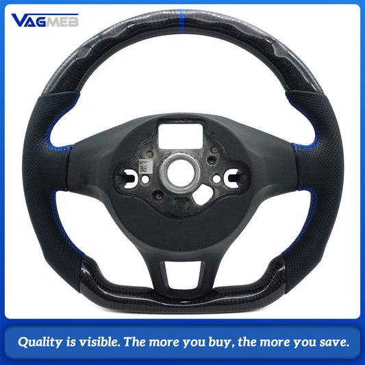 For VW Golf MK7 MK7.5 carbon fiber perforated steering wheel with blue return and blue stitching