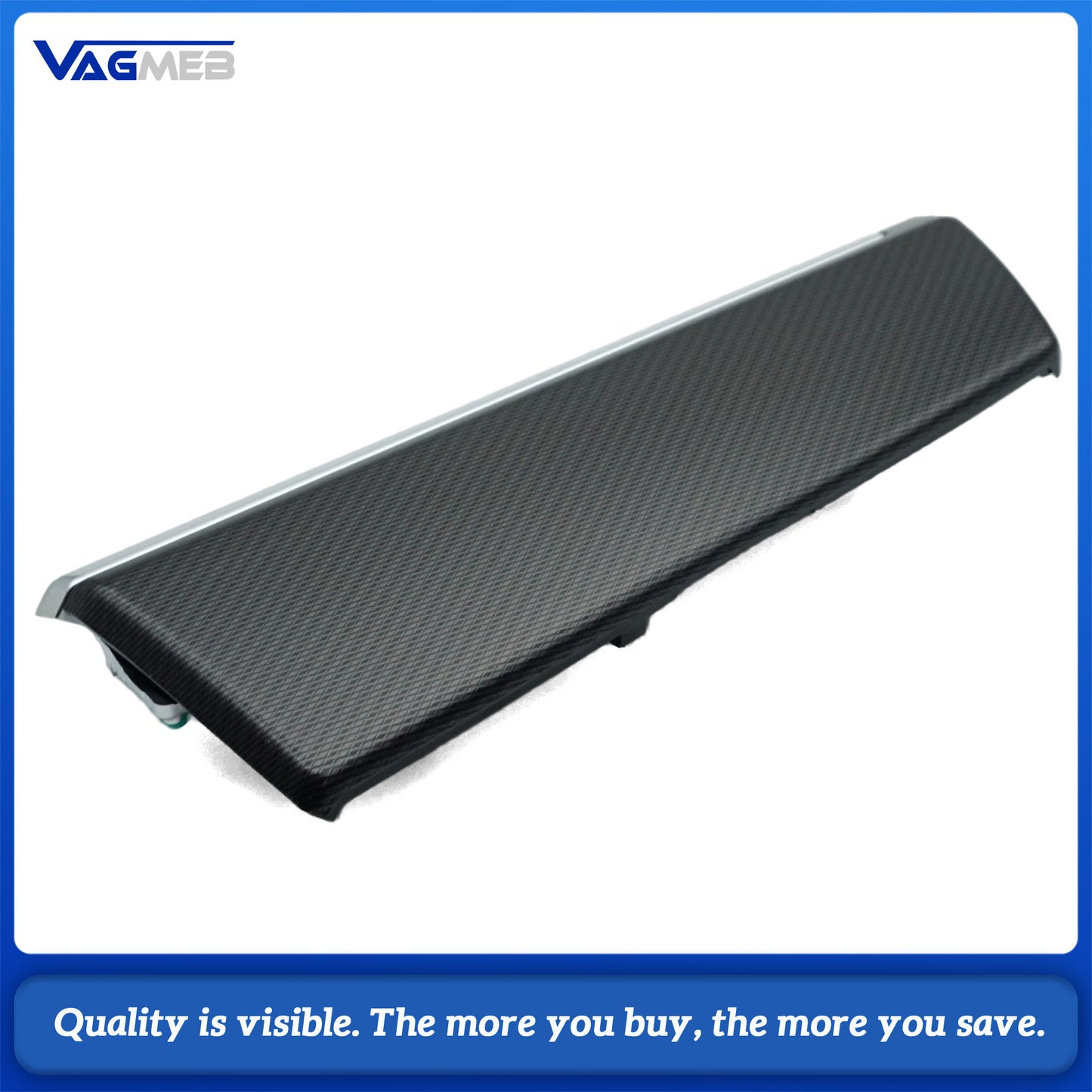 Carbon Black Dashboard Trim Short Version for 2020 VW Passat B8 - Carbon Fiber Texture with Chrome Strip