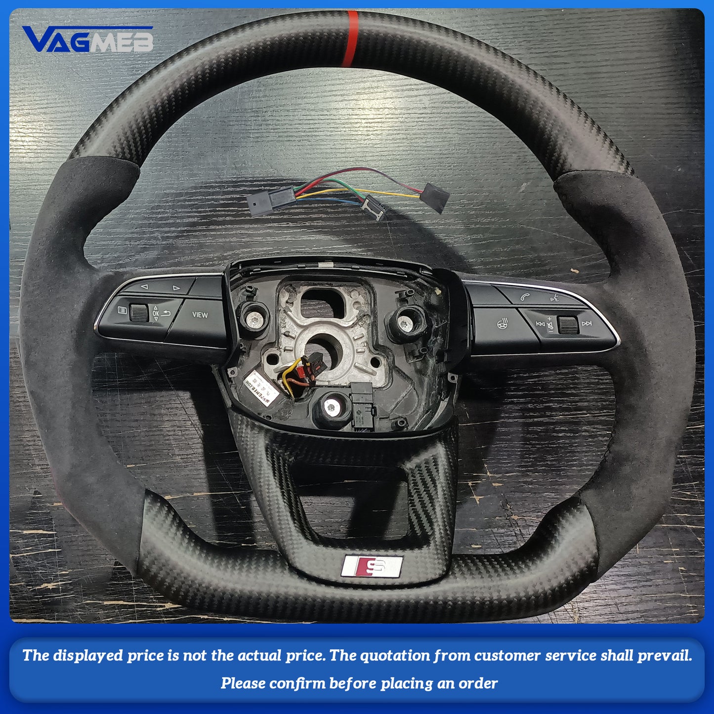 For Audi S RS Sline logo Q5 Q7 Q8 RSQ5 RSQ8 SQ5 SQ7 SQ8 Custom leather alcantara punch carbonfiber steeringwheel heat function