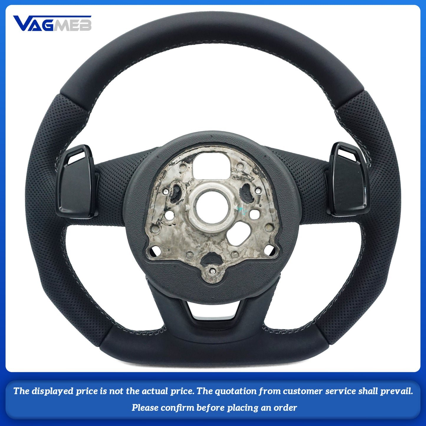 For Audi S Logo A4 B9 leather Full punch half punch Multi-color stitching various styles of paddles steering wheel