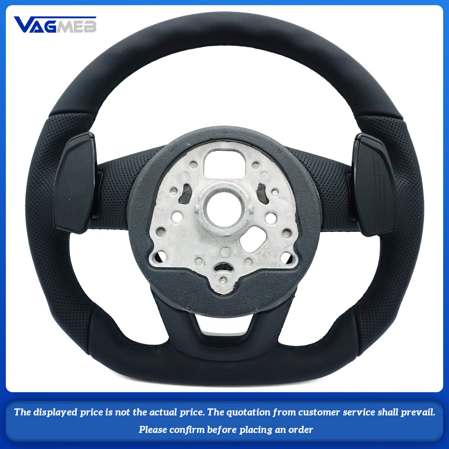 For Audi S Logo A4 B9 leather Full punch half punch Multi-color stitching various styles of paddles steering wheel