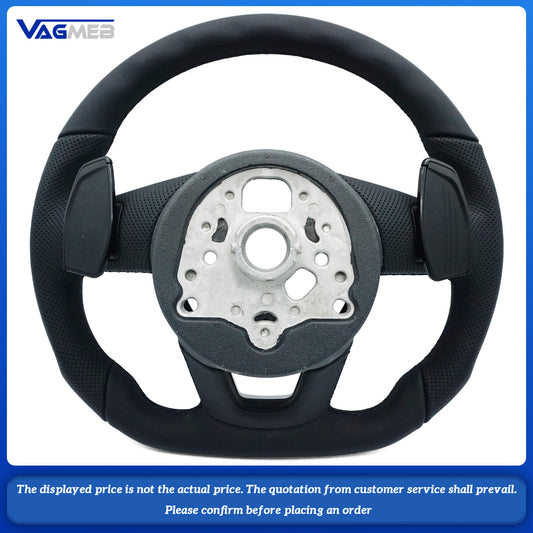 For Audi S Logo A4 B9 leather Full punch half punch Multi-color stitching various styles of paddles steering wheel