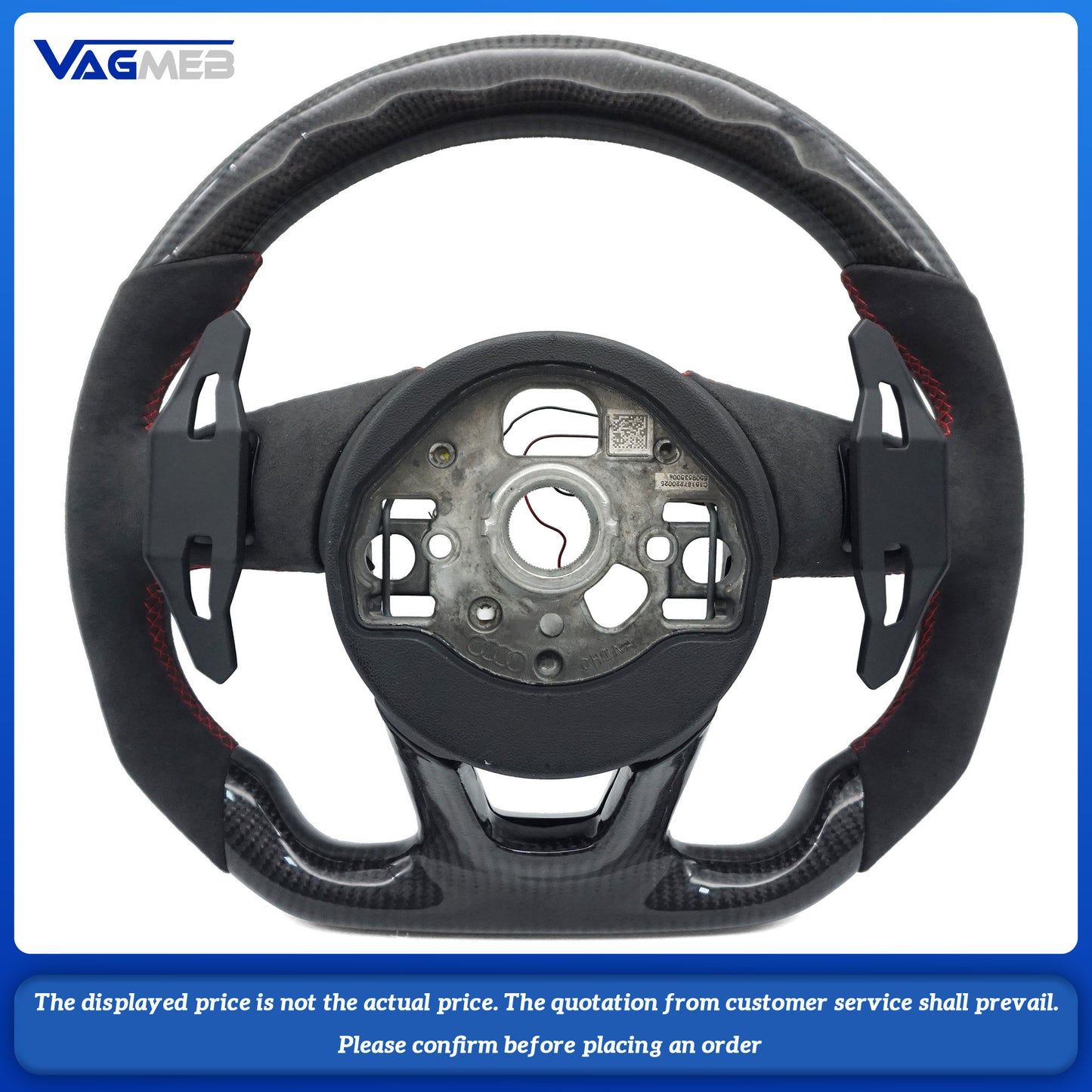For Audi S LOGO A3 carbon fiber LED semi-suede red red steering wheel with key paddles