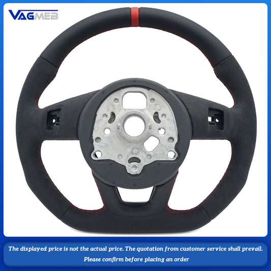 For Audi A4 B9  leather perforated alcantara Custom style steeringwheel with S or RS or Sline logo and thread colour