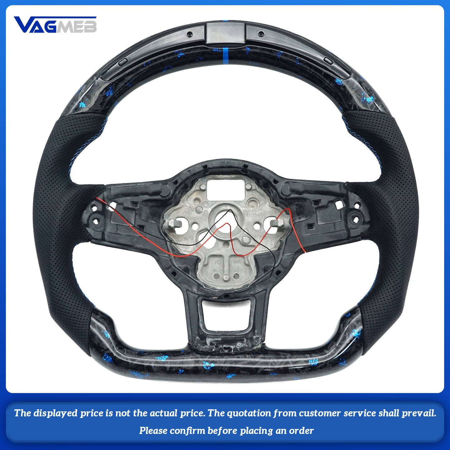 LED Carbon Fiber Steering Wheel Blue Mooring For Volkswagen Golf 7 MK7 MK7.5 GTI R GTD GTE Passat b8 Tiguan MK2 Polo