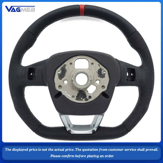For Audi Q5 FY  Alcantara white stitched flat bottomed sports steering wheel