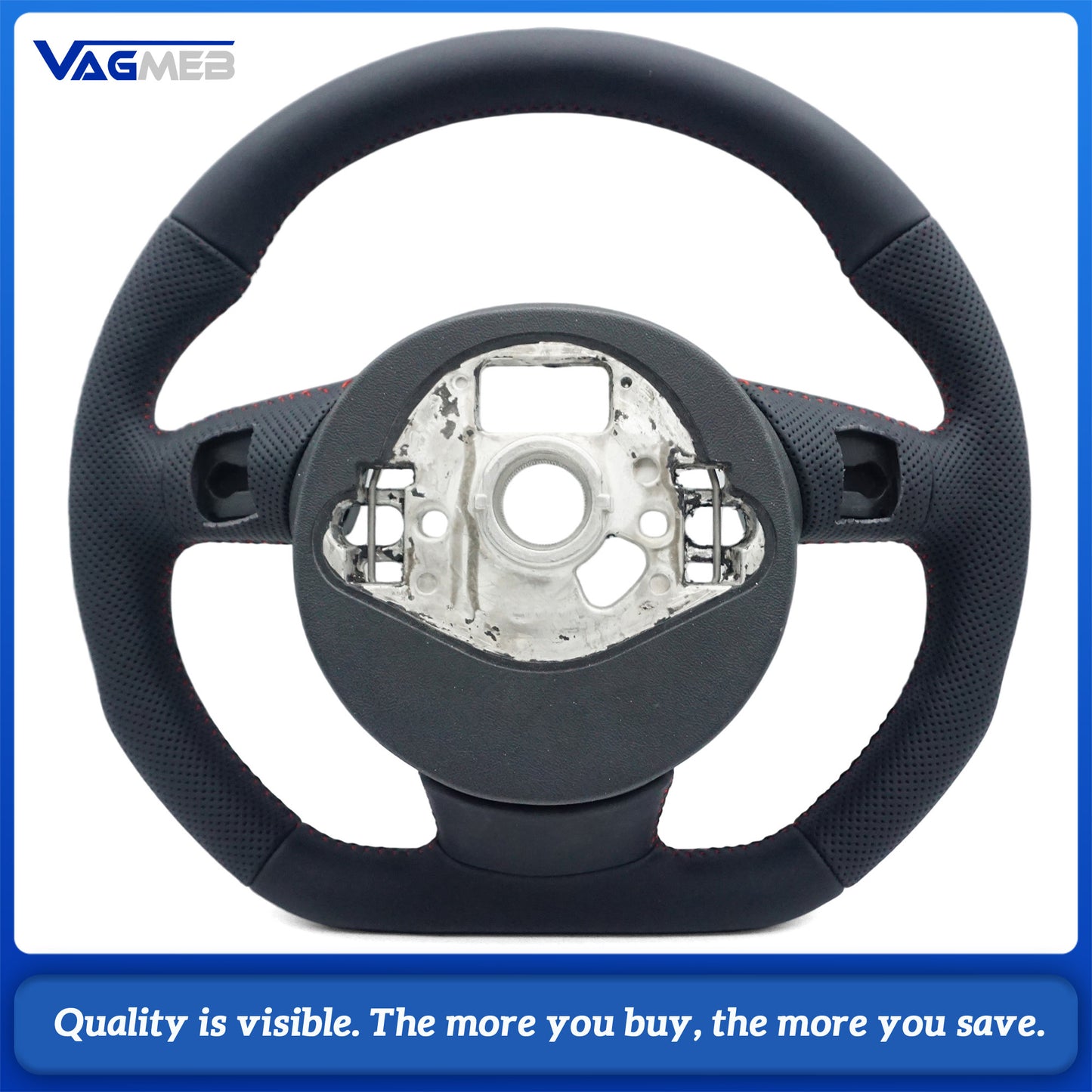 The leather sports flat bottom of the car steering wheel suitable for Audi A6 C7 car accessories