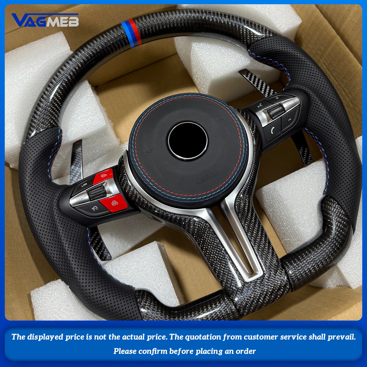 Carbon Fiber Steering Wheel For BMWM2 M3 M4 M5 M6 X5M X6M F80 F30 F10 LED Car Steering Wheel