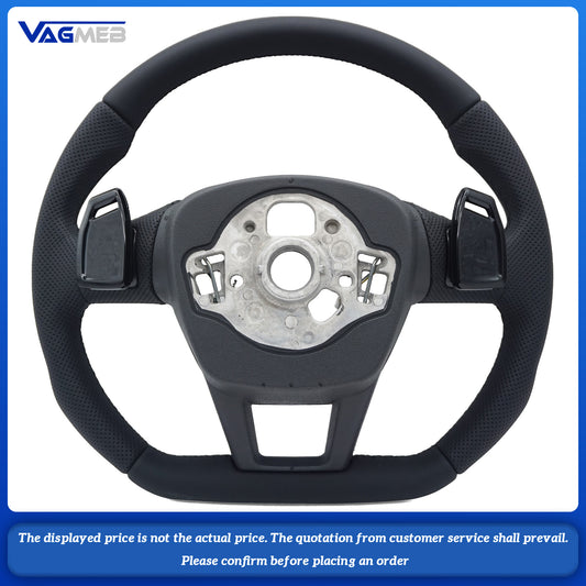 For Audi S logo A6C8 emi-perforated black line, lacquered black base, steering wheel without buttons, with paddles and no heating