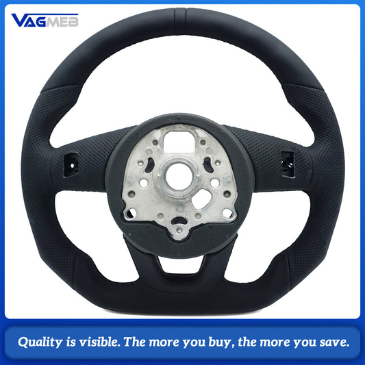 For Audi RS3 RS4 RS5 A3 A4 B9 A5 S3 S4 S5 2017-2021 Fully Perforated Leather Steering Wheel