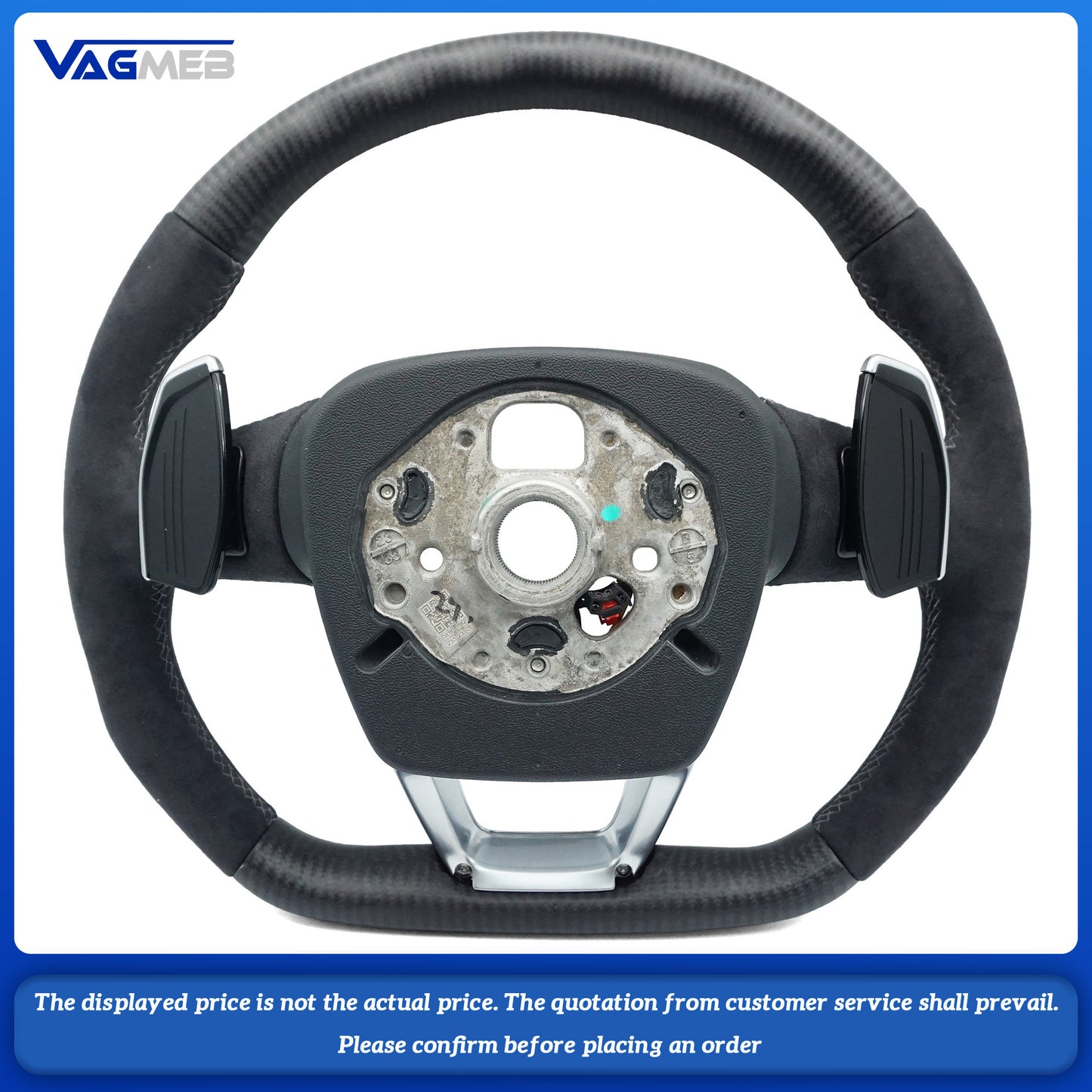 Matte carbon fiber gray stitching sports flat bottomed steering wheel with heating belt paddles For Audi Q5 FY