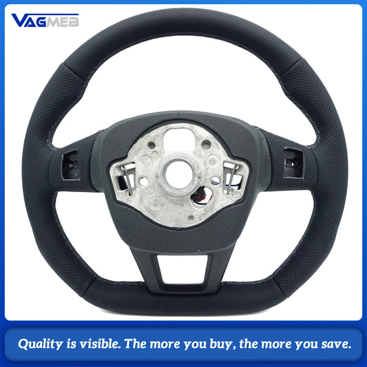 For Audi A6 C8 S Logo Semi-Perforated Leather Steering Wheel – Dark Gray Stitching, Heated, with HOD Decoder