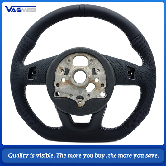 For Audi A4 B9 Custom leather semi-perforated steering wheel with multi-color center logo