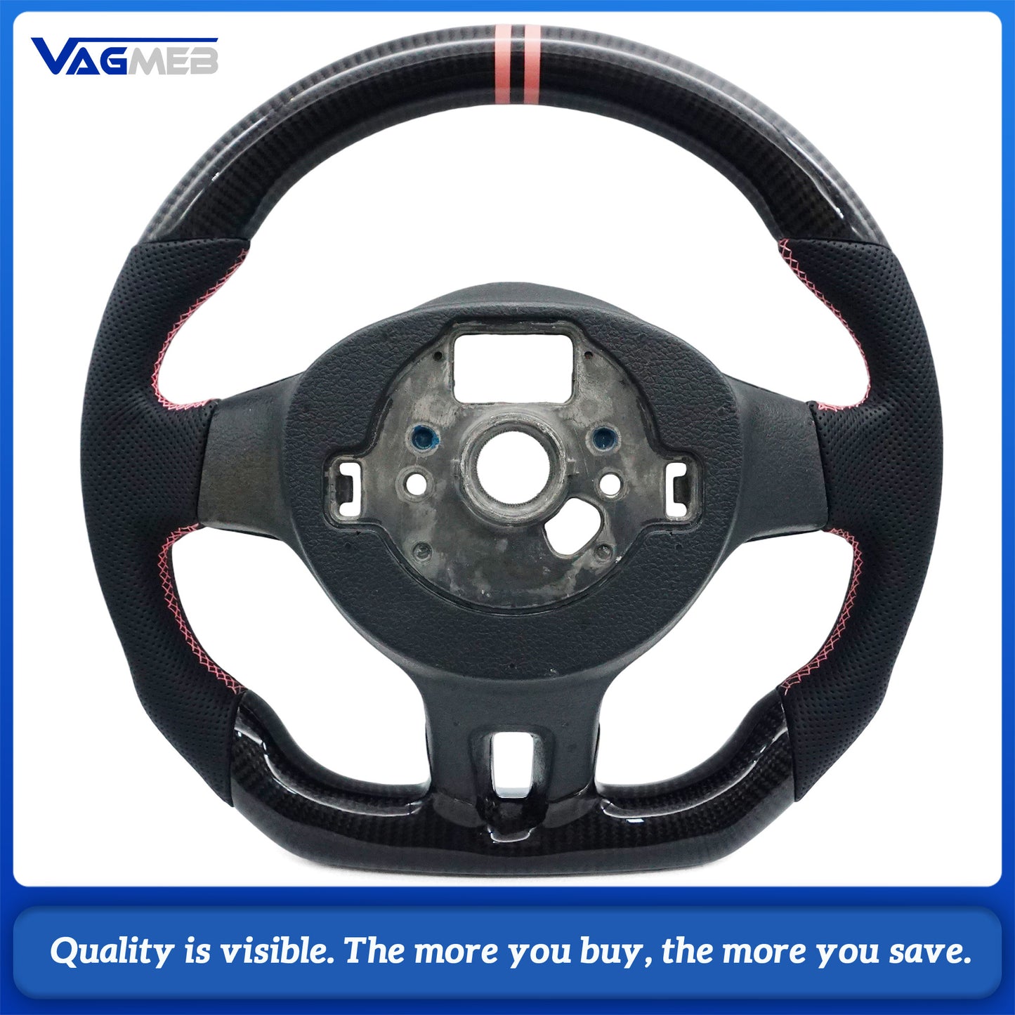 Real Carbon Fiber Steering Wheel Perforated Leather For VW Golf 6 MK6 2009-2013 Polo GTI Passat R-Line Real Carbon