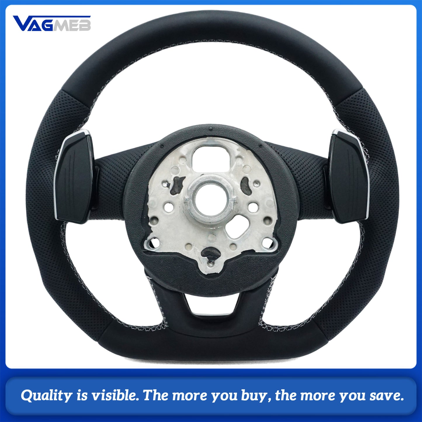 Leather blackened steering wheel suitable for Audi A4 B9 multifunctional steering wheel assembly