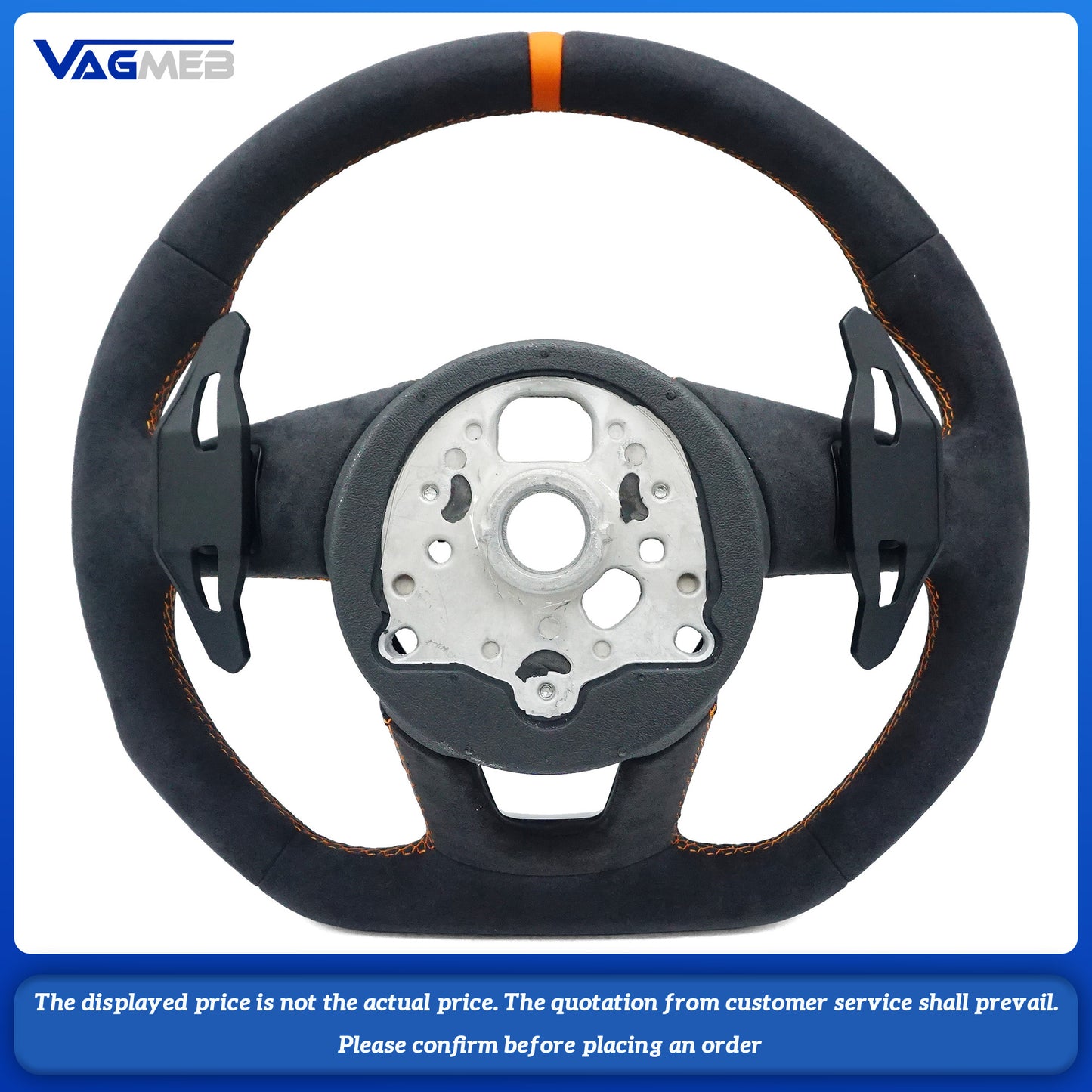 For Audi A3 A4 A5 S3 S4 S5 B9 Orange line with an orange arrow pointing forward Steering Wheel With Key Button Frame Assembly