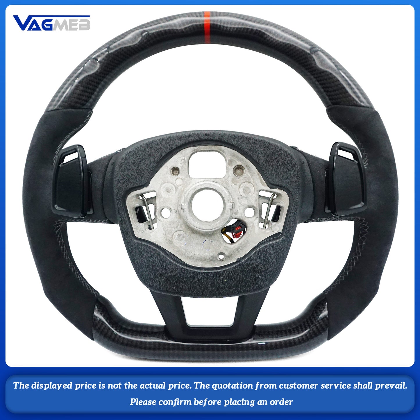 Carbon fiber Alcantara Gray line stitching multifunctional sports steering wheel with heating for Audi A6 C8, Car Accessories