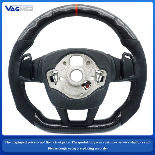 Carbon fiber Alcantara Gray line stitching multifunctional sports steering wheel with heating for Audi A6 C8, Car Accessories