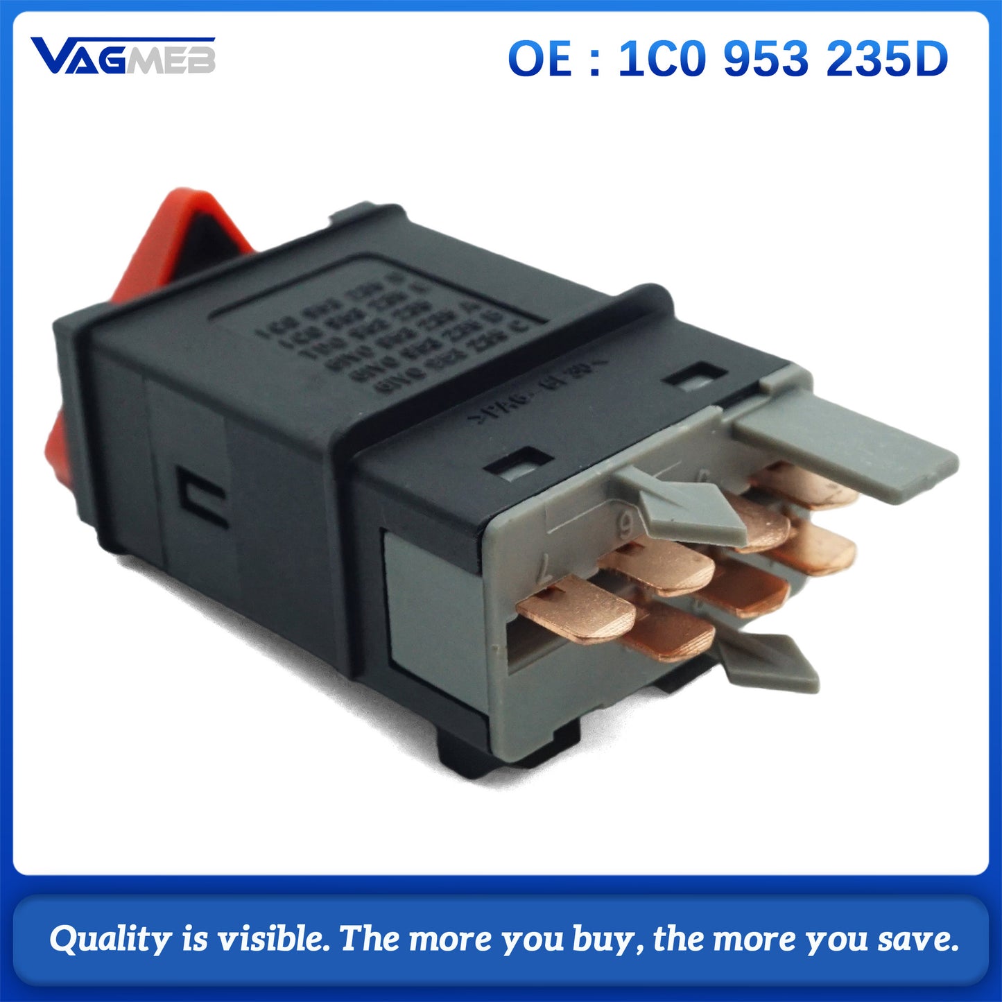 1C0 953 235 D Suitable For VW Polo Automobile Emergency Alarm Light Danger Warning Light Double Flash Switch