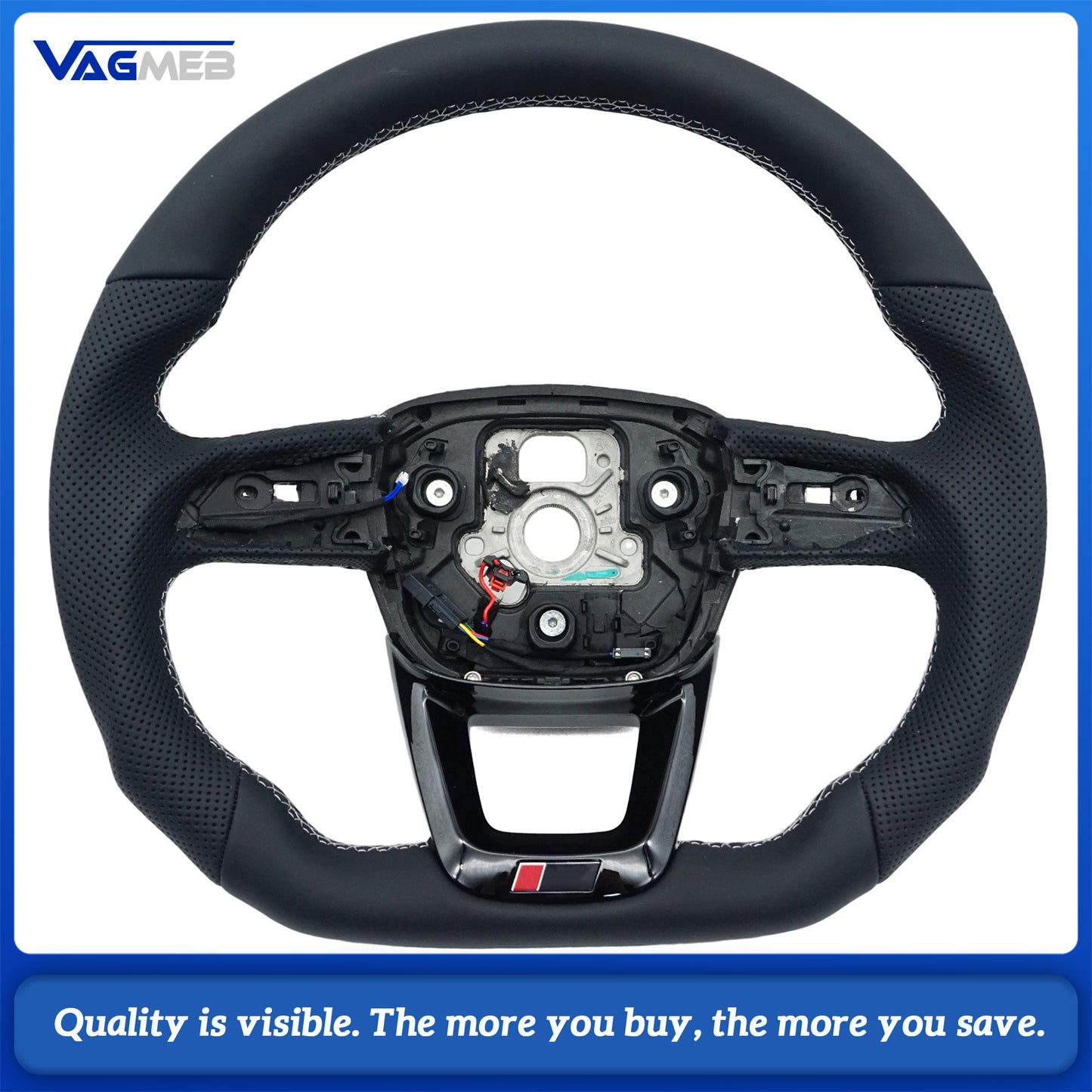 A Perforated leather Sports steering wheel for Audi Q5 FY Q7 4M Q8 S RS LOGO multifunctional steering wheel With Heated