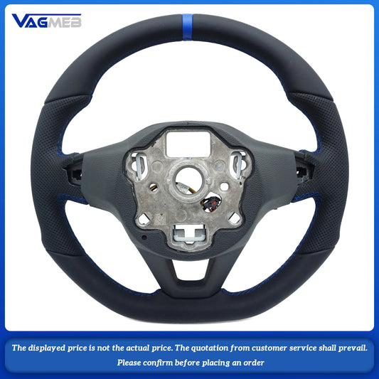 Blue Stitching Strip Perforated Leather Flat Bottomed Steering Wheel Base For VW Golf MK8 Car Assembly