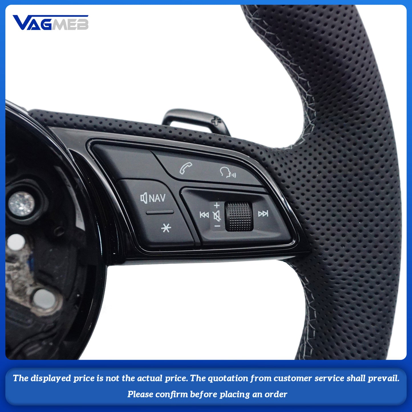 For Audi S Logo A4 B9 leather Full punch half punch Multi-color stitching various styles of paddles steering wheel