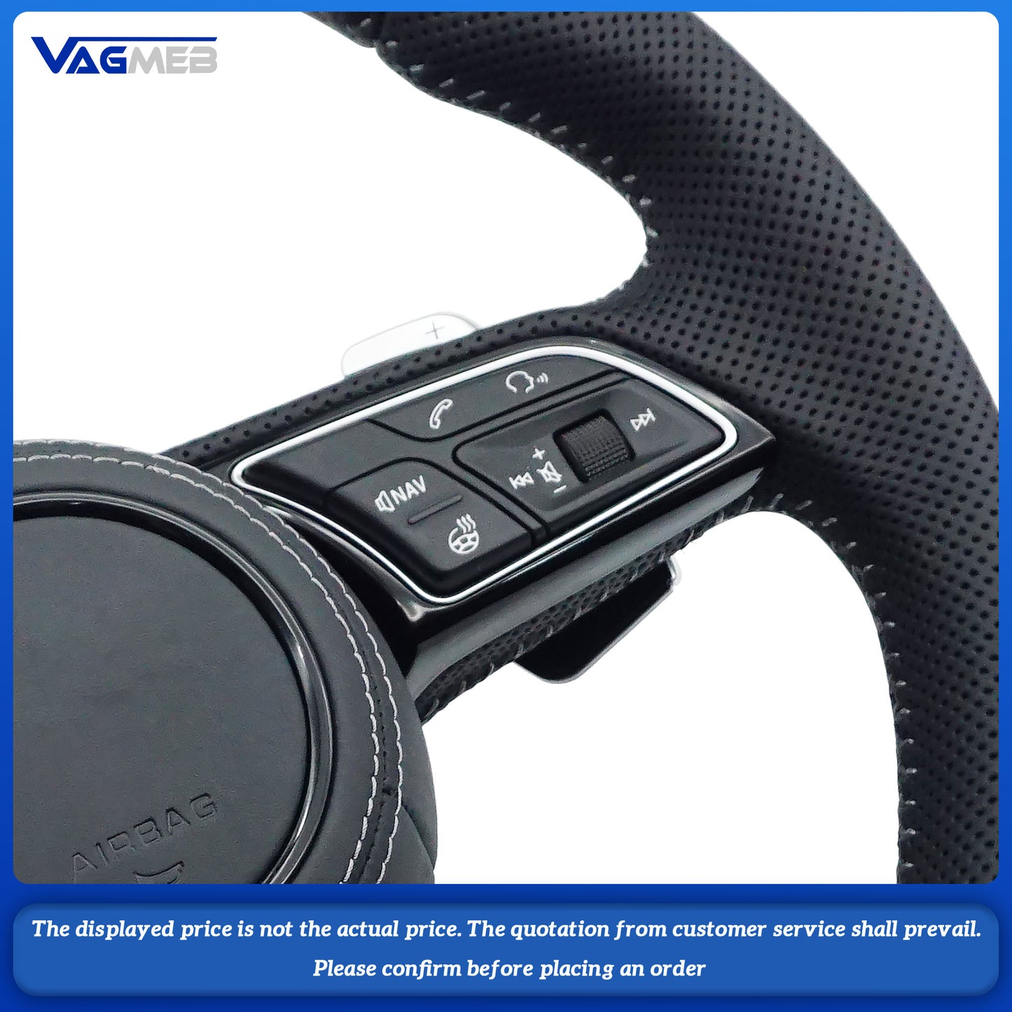 For Audi A1,A3, A4, A5, A6, A7, A8, Q3 and Q5,Q7, Q8, S6 and S7, S8 and R8, TT leather,  With heating function steering wheel