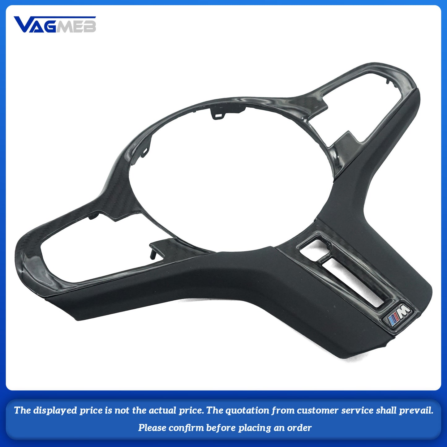 Carbon Fiber Car Steering Wheel Panel Decoration Cover Trim Frame For BMW M5