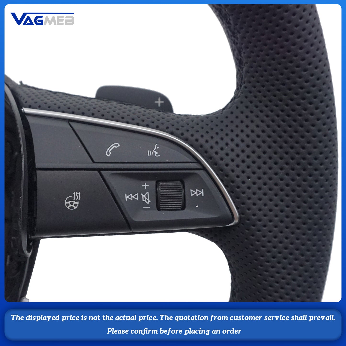 Leather black stitching flat bottomed sports steering wheel with heating For Audi Q5 FY Q7 4M Q8, Car Accessories