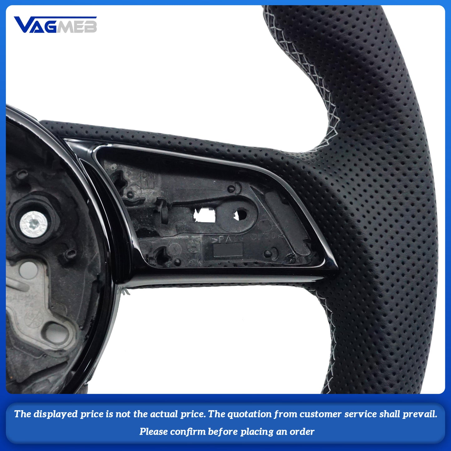 Leather perforated carbon fiber sports Light gray line Light gray backstroke mark steering wheel for Audi RS3 RS4 RS5 A3 A4 B9 A5 S3 S4 S5