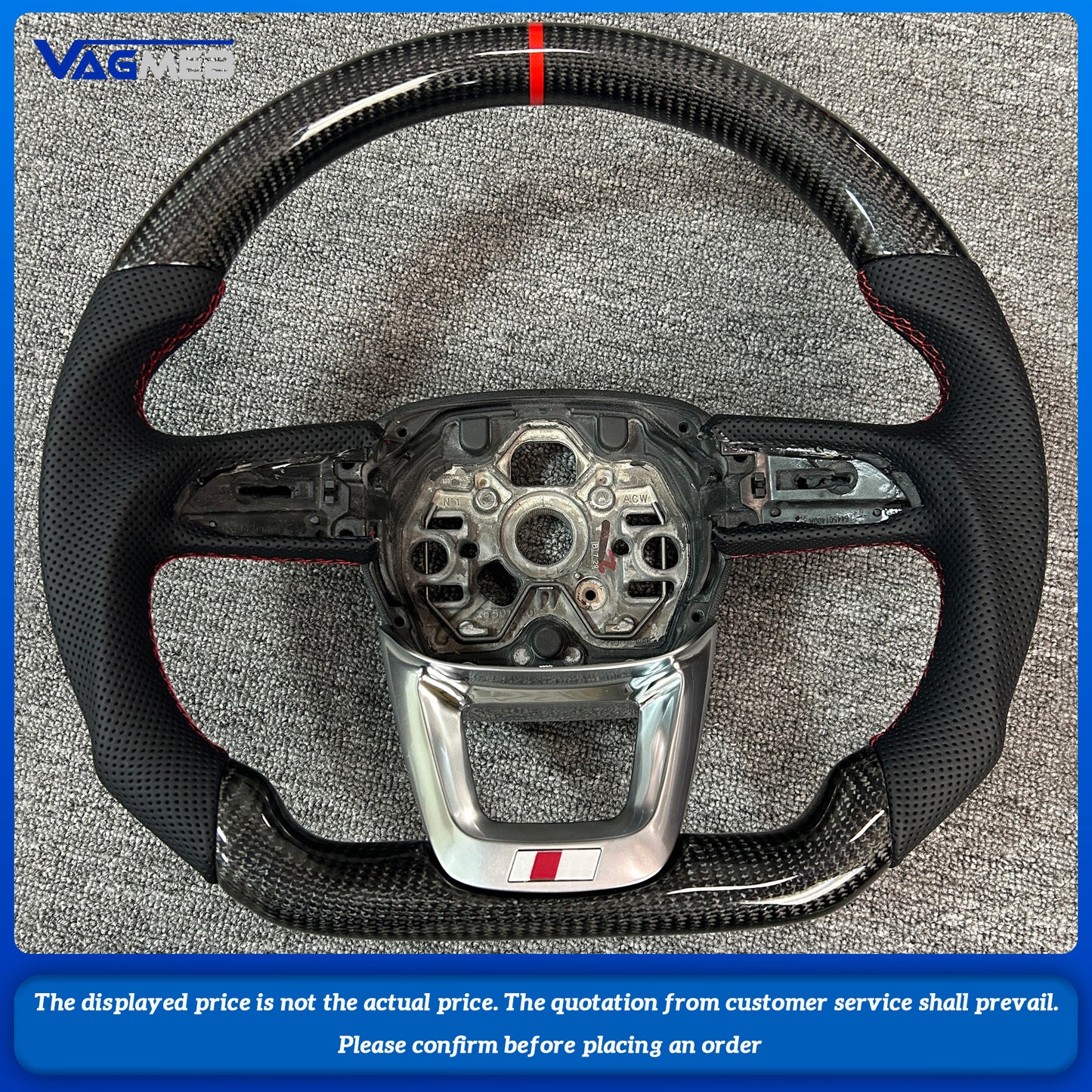 Customized For Audi Q3 Carbon Fiber Semi Perforated Flat Bottomed Sports Steering Wheel Upgrade