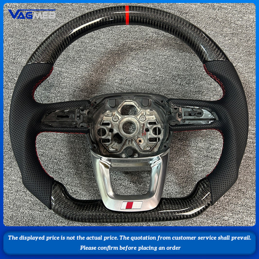 Customized For Audi Q3 Carbon Fiber Semi Perforated Flat Bottomed Sports Steering Wheel Upgrade
